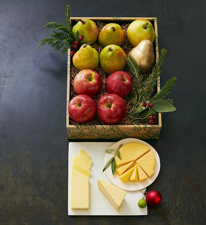 Deluxe Pears, Apples, and Cheese Gift